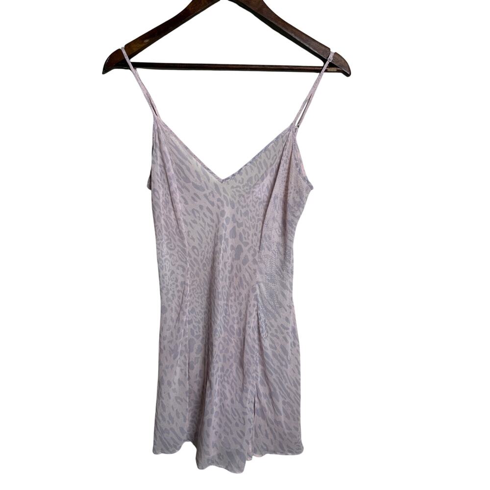 Victoria's Secret 100% Silk Pink Leopard Animal Print Y2K Slip Chemise L